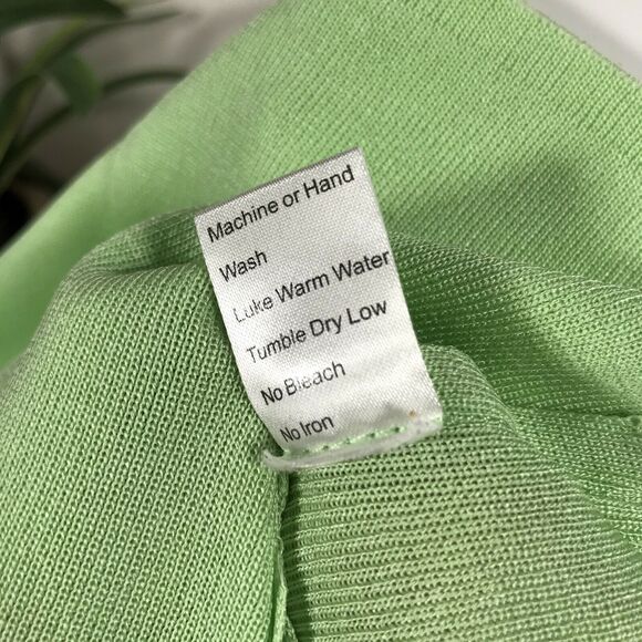Ming Wang Knit Snap Cardigan Green Filament Acrylic Blouse Top Ruffle Size S‎ - Picture 7 of 11